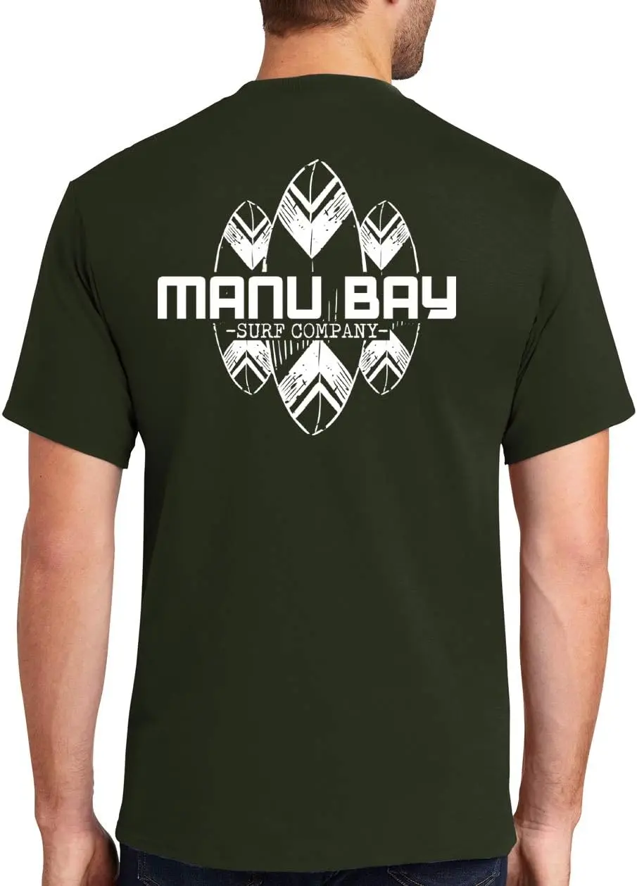 Manu Bay Surf Company SURFBOARDS Surfer Tee Shirt - Front and Back Print