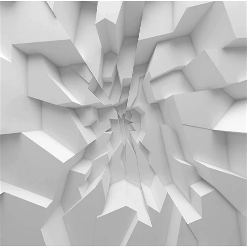 Custom 3D Ceiling Wallpaper White Polygon Brick Wall Wallpaper For Walls 3 D Ceiling Murals Wallpapers For Living Room image 2