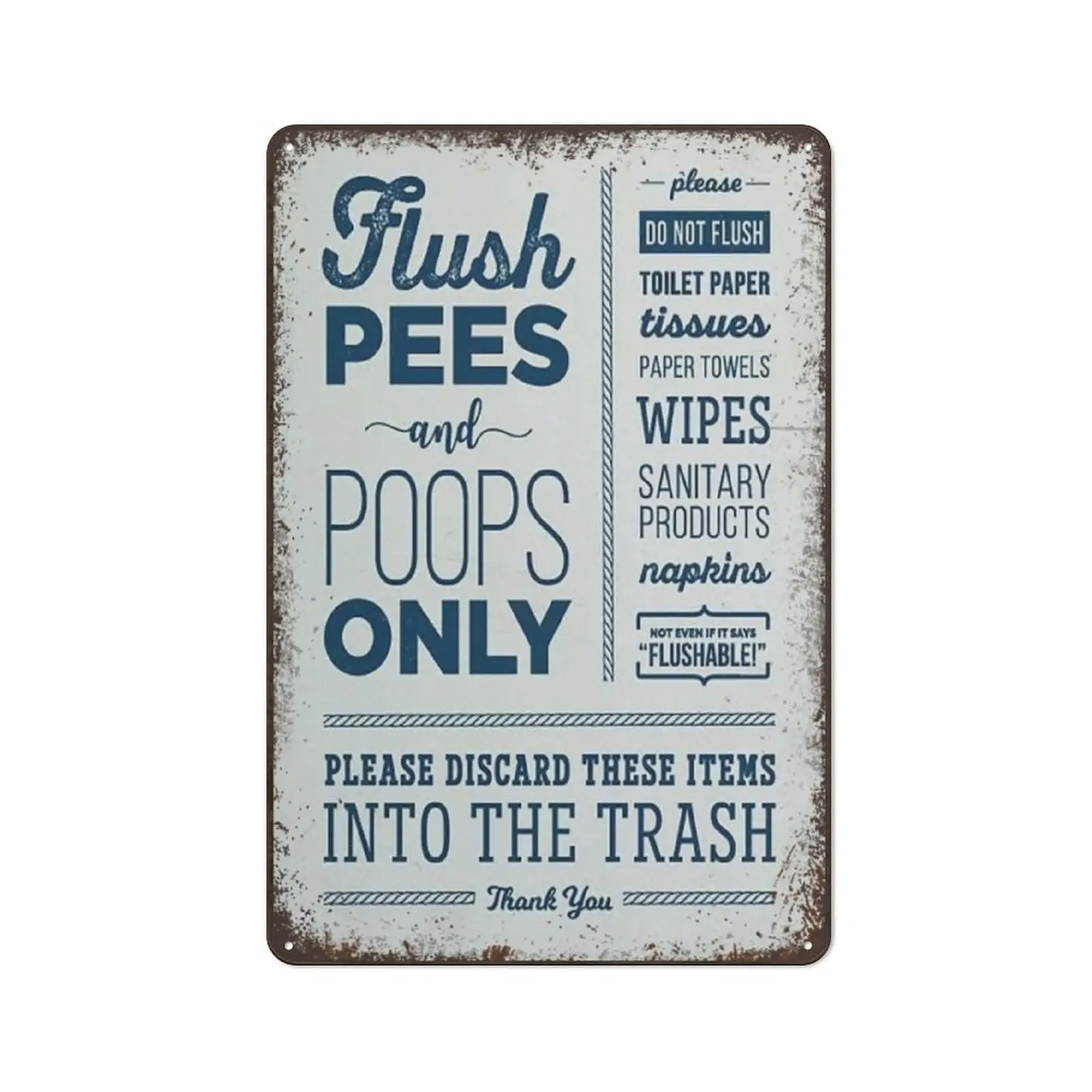 Cute Nautical Boat Bathroom Sign Wall Decor Flush Pees & Poops Only No Toilet Paper PrintPlumbing Septic Tampons Sanitary Fe