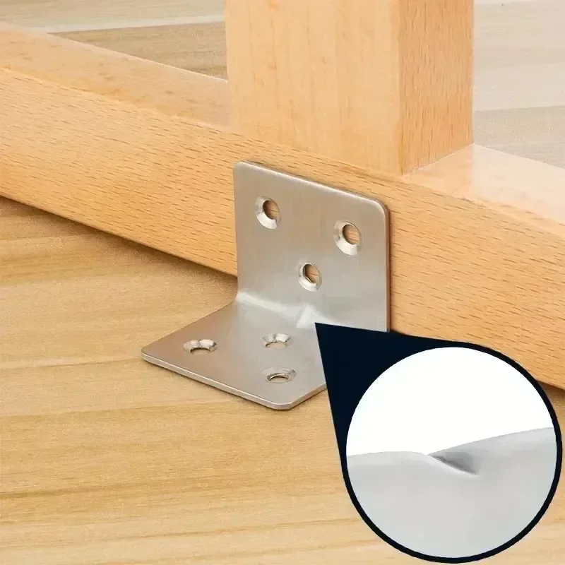 30x Universal Stainless Steel Corner Bracket 90 Degree Right Angle Fixed Bracket for Wood Furniture Bedframe Cabinet Accessories