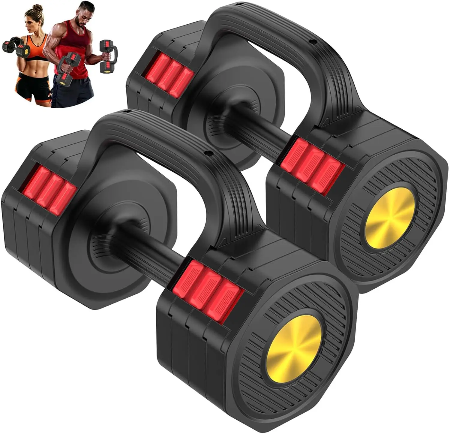 Dumbbell Set - ชุดดัมเบลปรับน้ำหนักได้ น้ำหนักตัวละ 5-20.5 ปอนด์, 2-in-1 สำหรับยิมที่บ้าน