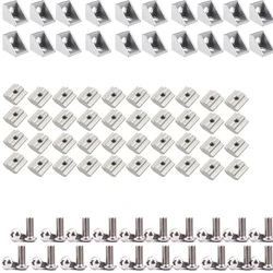 3030 Aluminum Profile Connector Set 20pcs Corner Bracket + 40pcs M6x12mm Hex Socket Cap + 40pcs 20 Series M6 T-slot Nuts