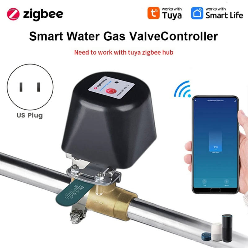 Tuya Zigbee Smart Manipulator Valve Controller For Water Gas Auto Shut On Off Support Alexa Home Smartlife