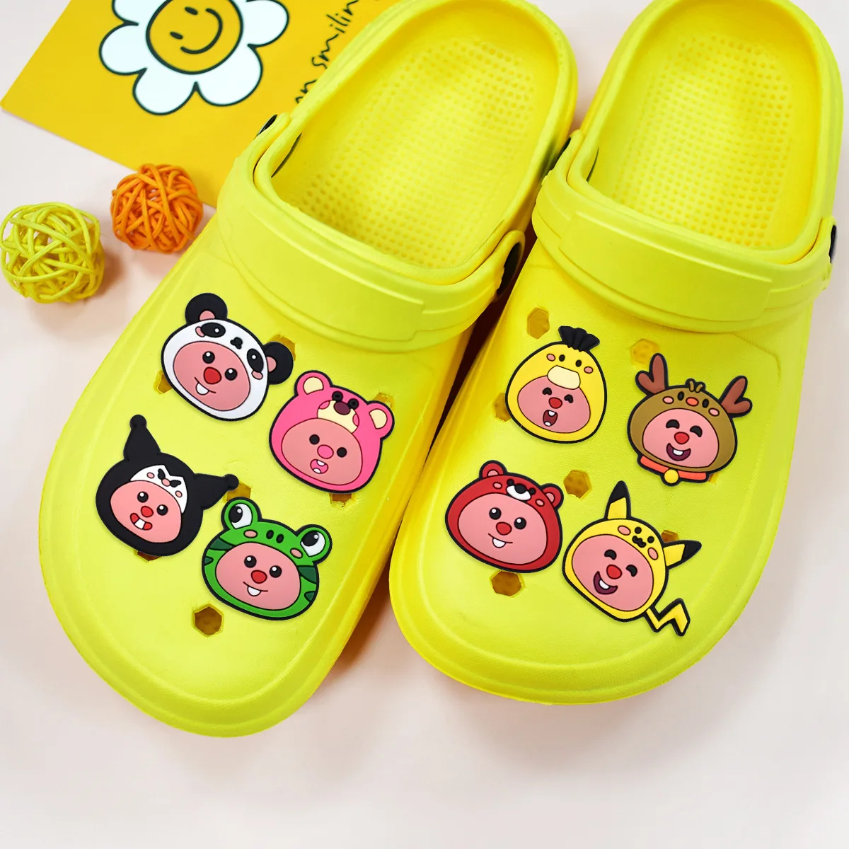 New Cute Pink Round Face Cartoon Rodent custom soft PVC shoe charms detachable decorative pins for hole clogs DIY footwear