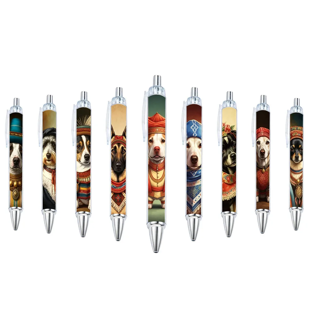 11Pcs Creative Dress-Up Dog Illustration Gel Pens Press-Type Writing Pens with Random Patterns