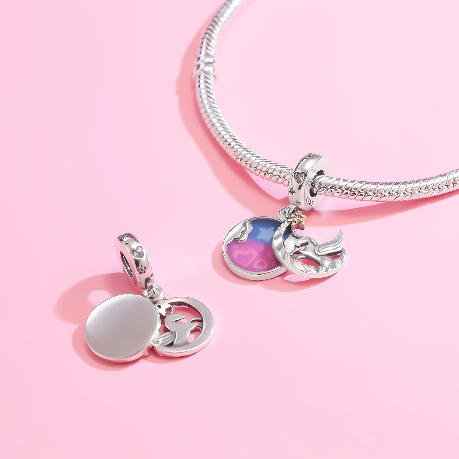 Original 925 Sterling Silver Charm Magic Hope Dreamy Unicorn Pendant for Women Fit Original Bracelet Necklace DIY Accessories