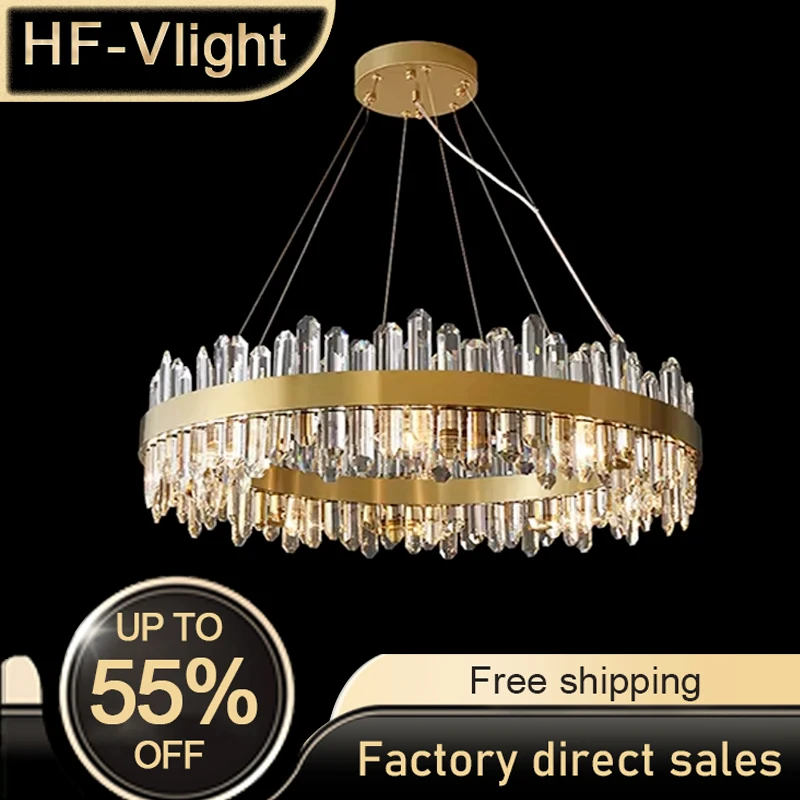 

Modern Led gold/black k9 crystal chandelier,Lustre Dining room adjustable recessed Lamps Decorative Lighting ceiling fixture