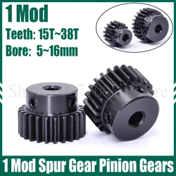 1PC 1M 15T-38T Spur Gear Motor Gear 45# Steel Pinion Gears Transmission Accessories Part Bore 5/6/8/10/12/14/15/16mm