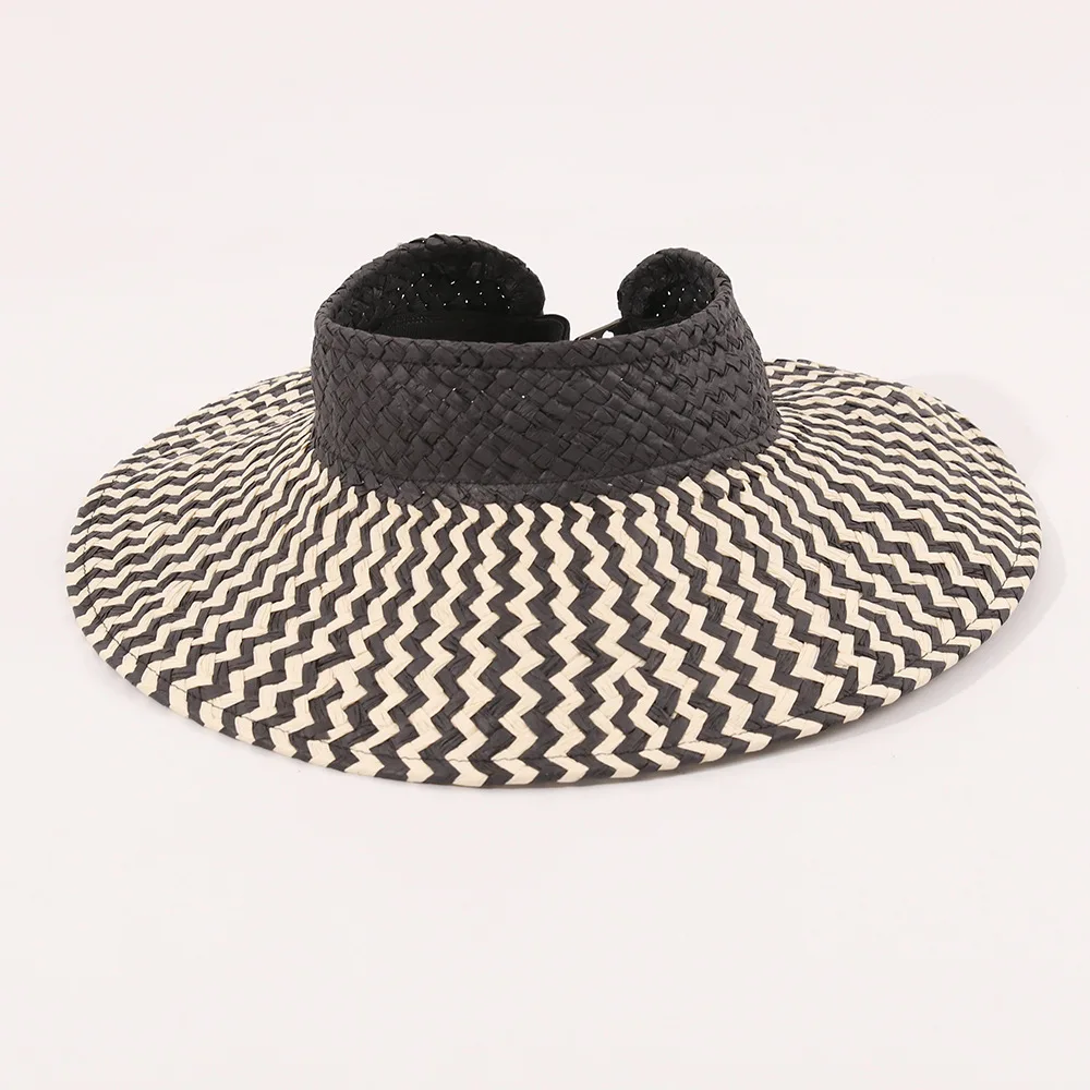 Zebra Print Visor Hat Foldable Straw Headband Cap, Portable Roll Up Sun Hat For Women Beach Travel Outdoor UV Protection