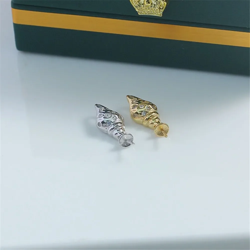 

S925 Sterling Silver Pearl Pendant Setting, DIY Empty Bezel Cup Jewelry Supplies for Craft Making, Hollow Prong Pendant Findings