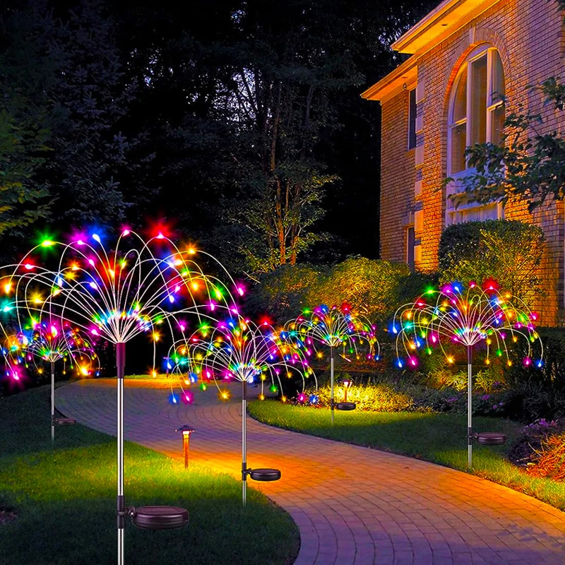 LED Firework Solar Fairy Light Waterproof Outdoor Garden Pathway Light Christmas Patio Balcony Yard Solar Lawn Stake Lamp