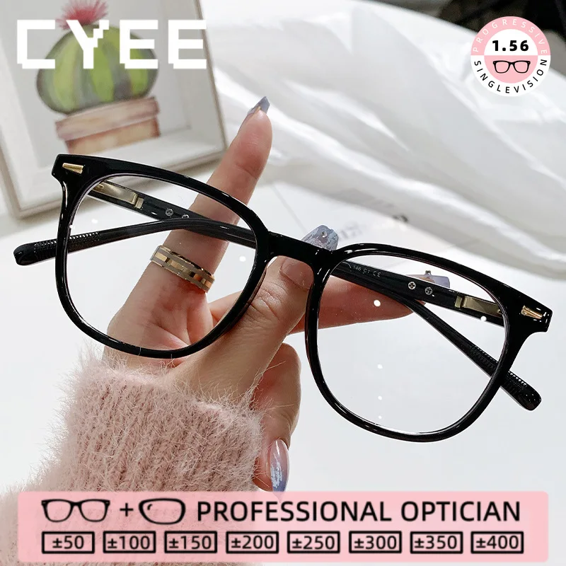 

CYEE Rectangle Retro Reading Eyegiasses Men Womens Anti Blue Light High-End Customization Myopia Prescription Optical Glasses