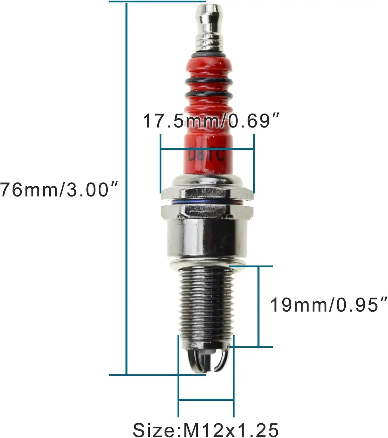 D8TC 3 Electrode Spark Plug for CG 125cc 150cc 200cc 250cc CF250 4 Stroke  Engine ATV Motorcycle Scooter