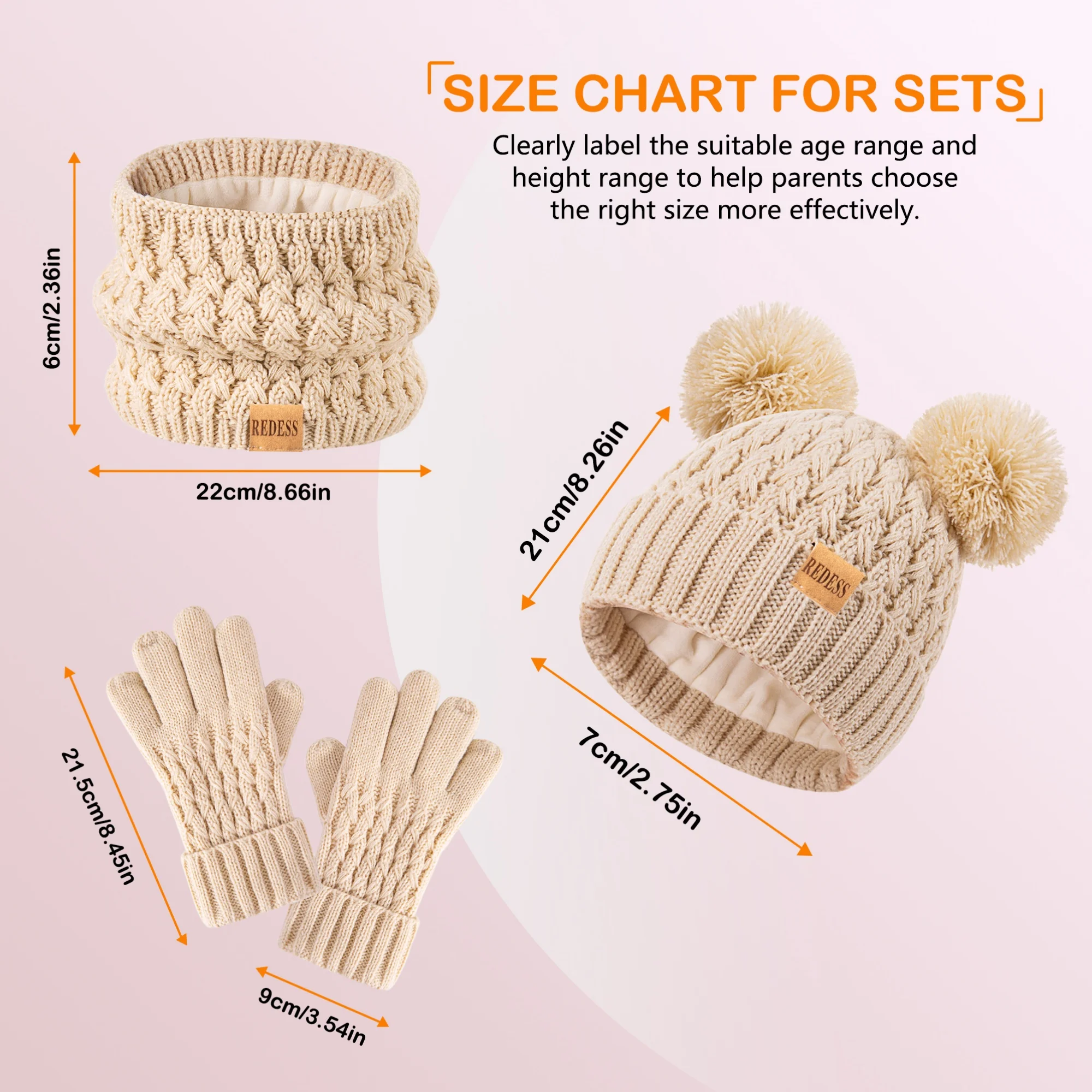 قبعات شتوية للفتيات، أوشحة، قفازات، قبعات بيسبول مبطنة بالفرو على شكل قبة مزدوجة، قفازات تعمل باللمس والأوشحة المحبوكة، su