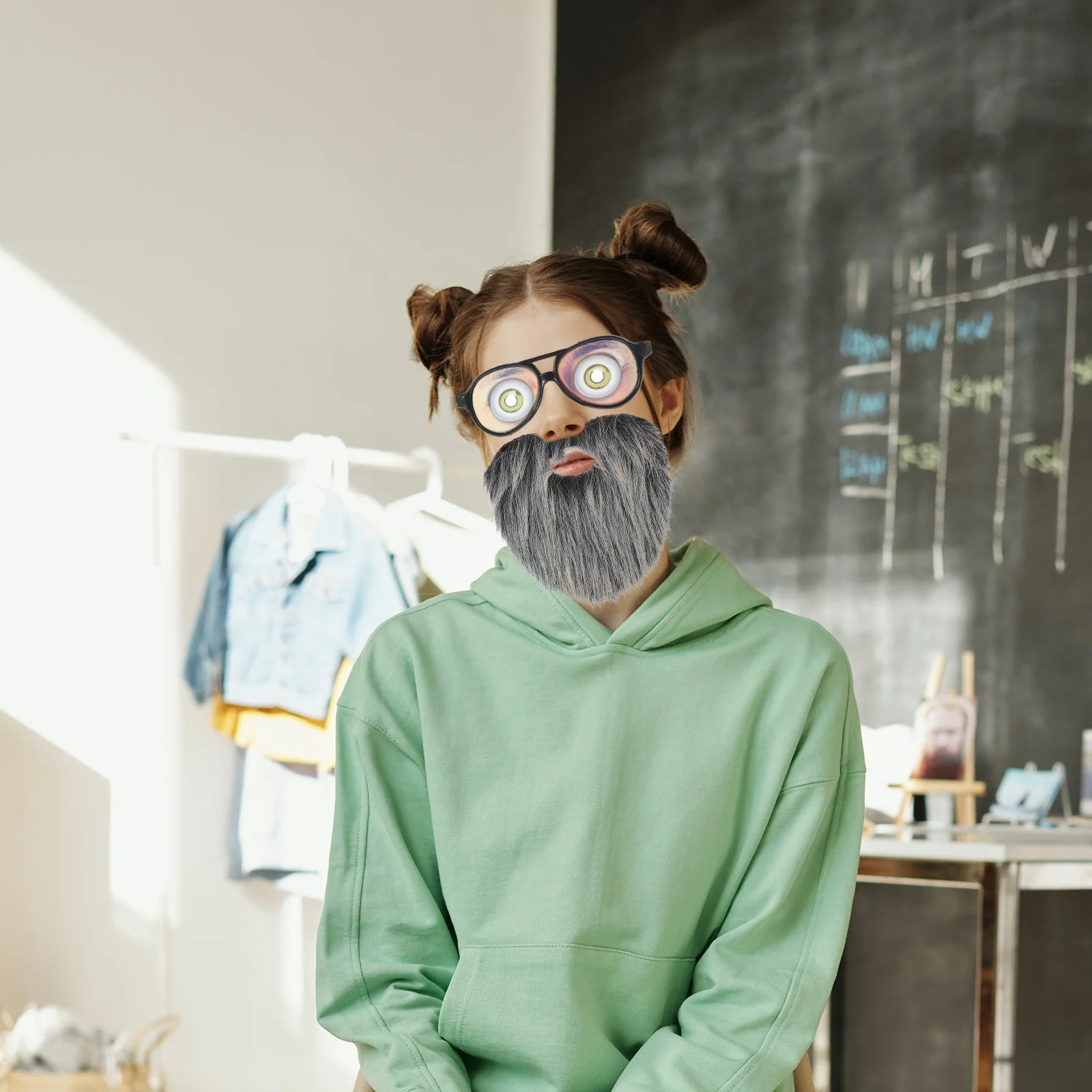 1 set Baffi finti Barba cosplay con occhiali Puntelli realistici per feste in costume artificiale per la celebrazione del travestimento di Halloween