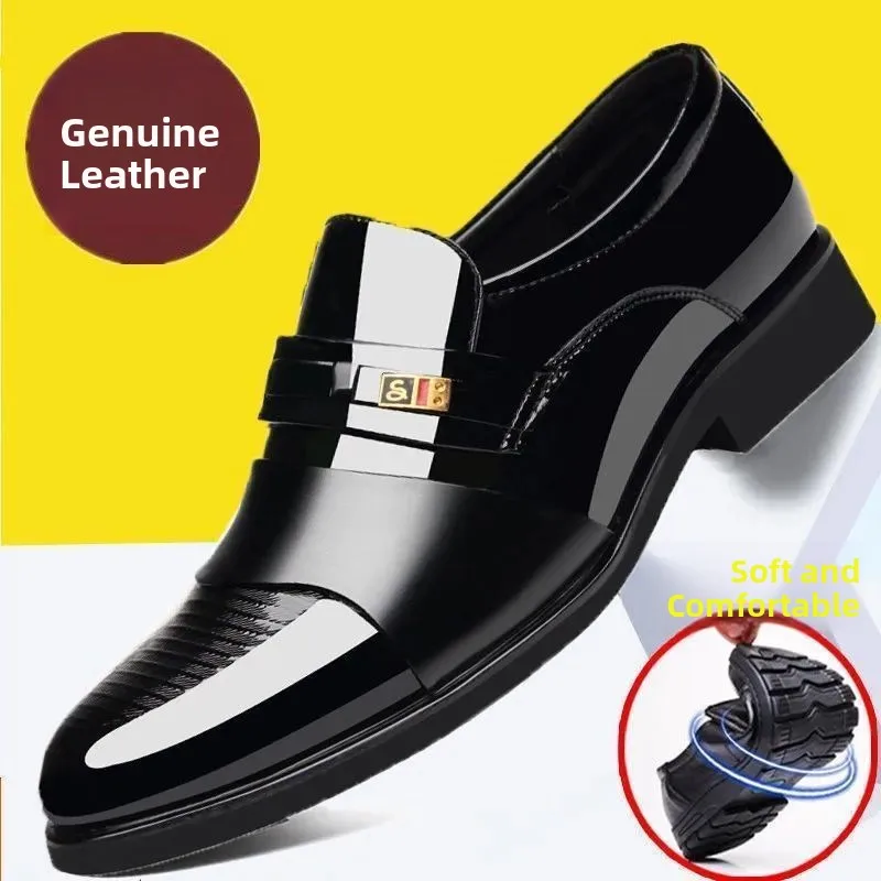 

Authentic Cowhide Leather Men's Dr oes Thi Boted Casual Loers Breathable round Toe Rubber Outsole Comfortable oes