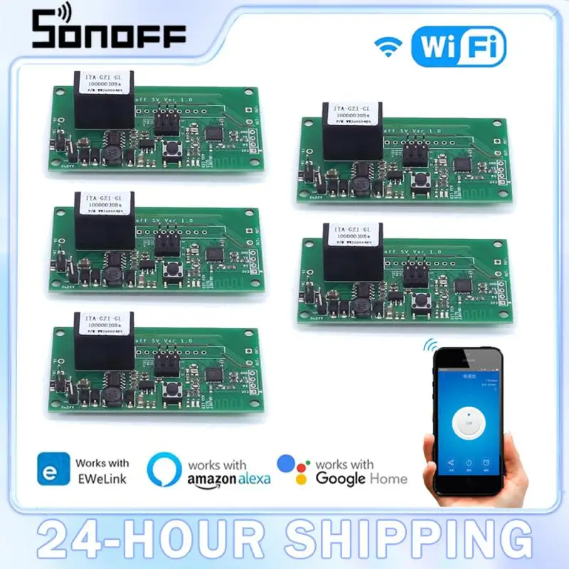 

SONOFF SV Wi-Fi Smart Switch Schakelaar Relay 5-24V Безопасный переключатель напряжения EWeLink APP Домашний модуль Поддержка Alexa, Google Home Nest