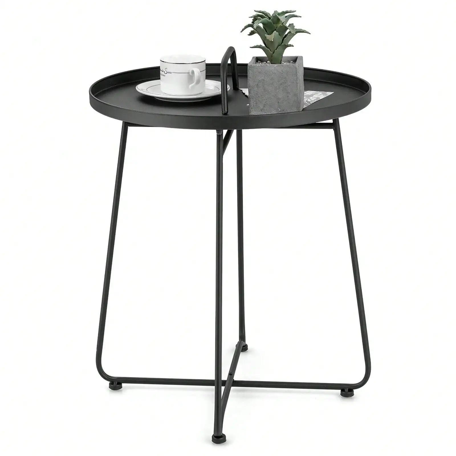 

Outdoor Metal Patio End Side Table Weather Resistant for Garden Balcony Yard