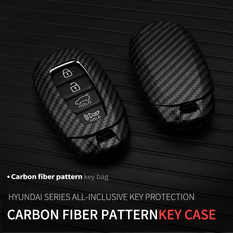 ABS+TPU Carbon Fiber Car Key Case For Hyundai ix35 ix25 Sonata MISTRA Elantra New Santa Fe LA FESTA Custo Palisade Accessories