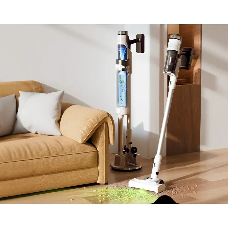 Automatic vacuum cleaner household large suction wireless handheld lightweight green light dust display V300