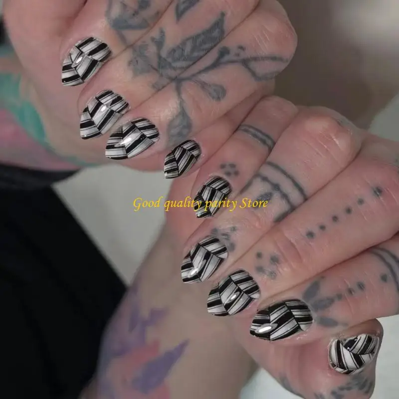 M4YA Split Stripes Oval Fake 24 Größen Strasssteine ​​verziert Abstract Design Einfaches Anwendungsset