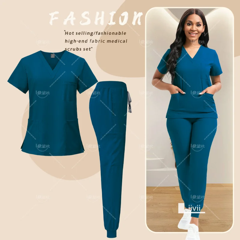 Medical Nurse Uniform 2Piece Workwear Medical Scrubs Set Hospital Uniform Surgery Dentist Overalls Spa Clinical Beauty Work Wear