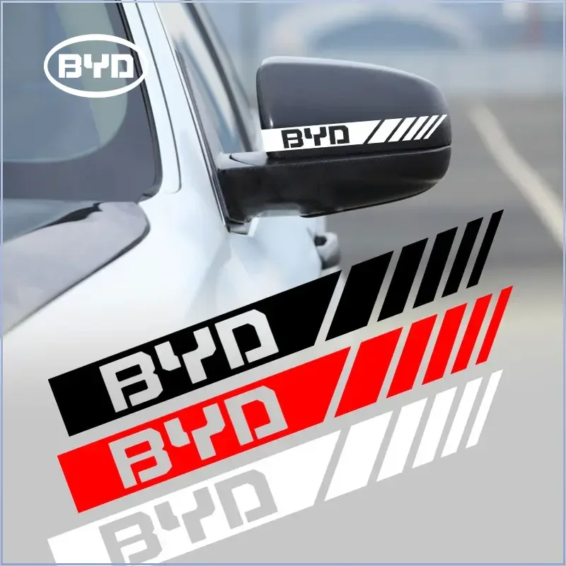 Car PVC Stripe Racing Strips Rear View Mirror Stickers Badge for BYD Tang F3 E6 E6 G3 Atto Yuan Plus Song Max G3 Valve Stems