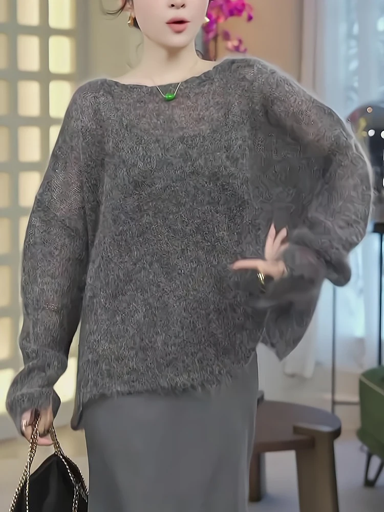 

ay Knitted Sweater Women's Loose Comfortable Soft Autumn Winter Faionable Top Korean High-End Feeling Lazy Sle Versatile