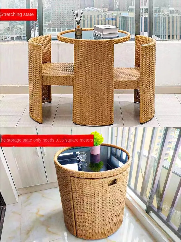 All-Weather Garden Furniture Set - Balcony Rattan Chair, Small Table and Chair Combo, Ideal for Outdoor Terrace and Courtyard