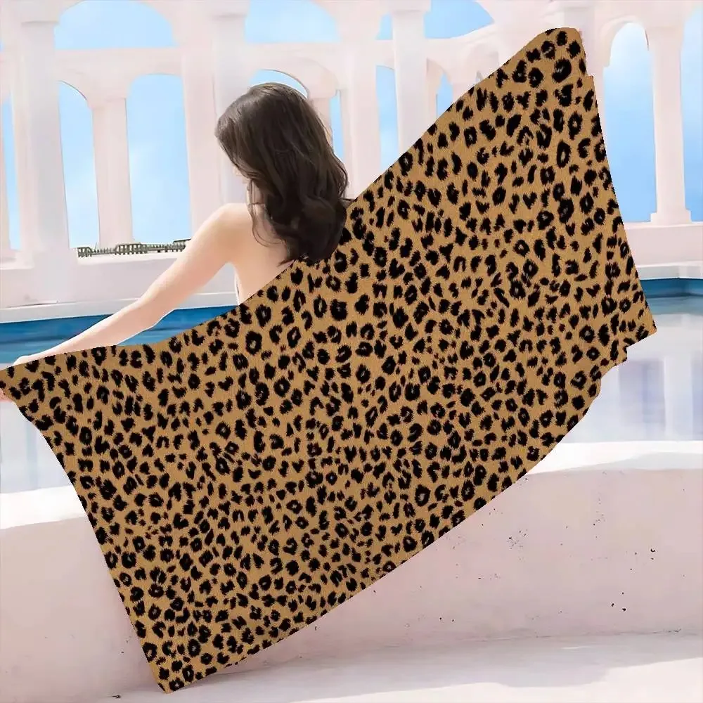 Zebra Leopard Mixed Animal Print Beach Towel Microfiber Quick Dry Absorbent Towel For Wild Style Summer Beach Pool Swim