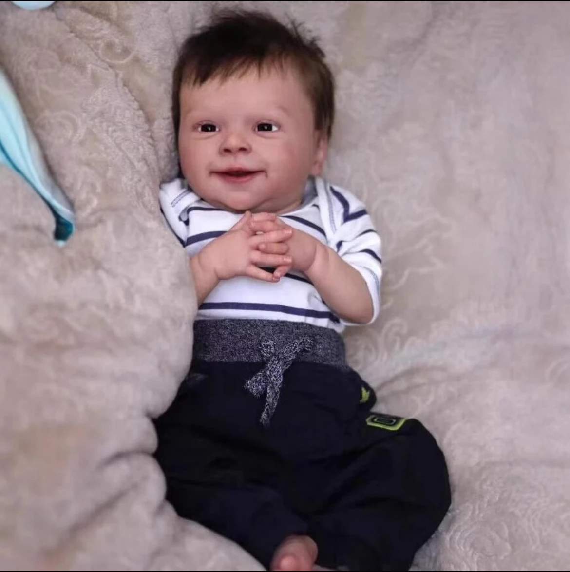 48cm 리얼리스틱 리본 신생아 인형 - 정교한 수제 예술 인형, 3D 피부 질감, 뿌리진 머리카락, 보이는 정맥