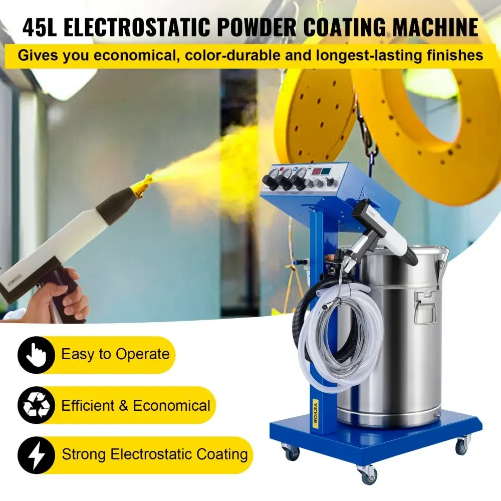 VEVOR Electrostatic Powder Coating Machine Spraying Gun Paint 450g/min WX-958 Spray Powder Coating Machine 50W 45L