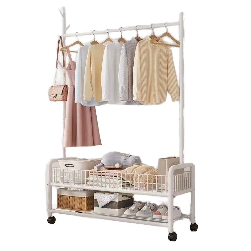 

Multi-Functional Mobile Hat Bag and Coat Rack Simple Clothes Hanger with Drying Function Metal Storage for Bedroom Bathroom