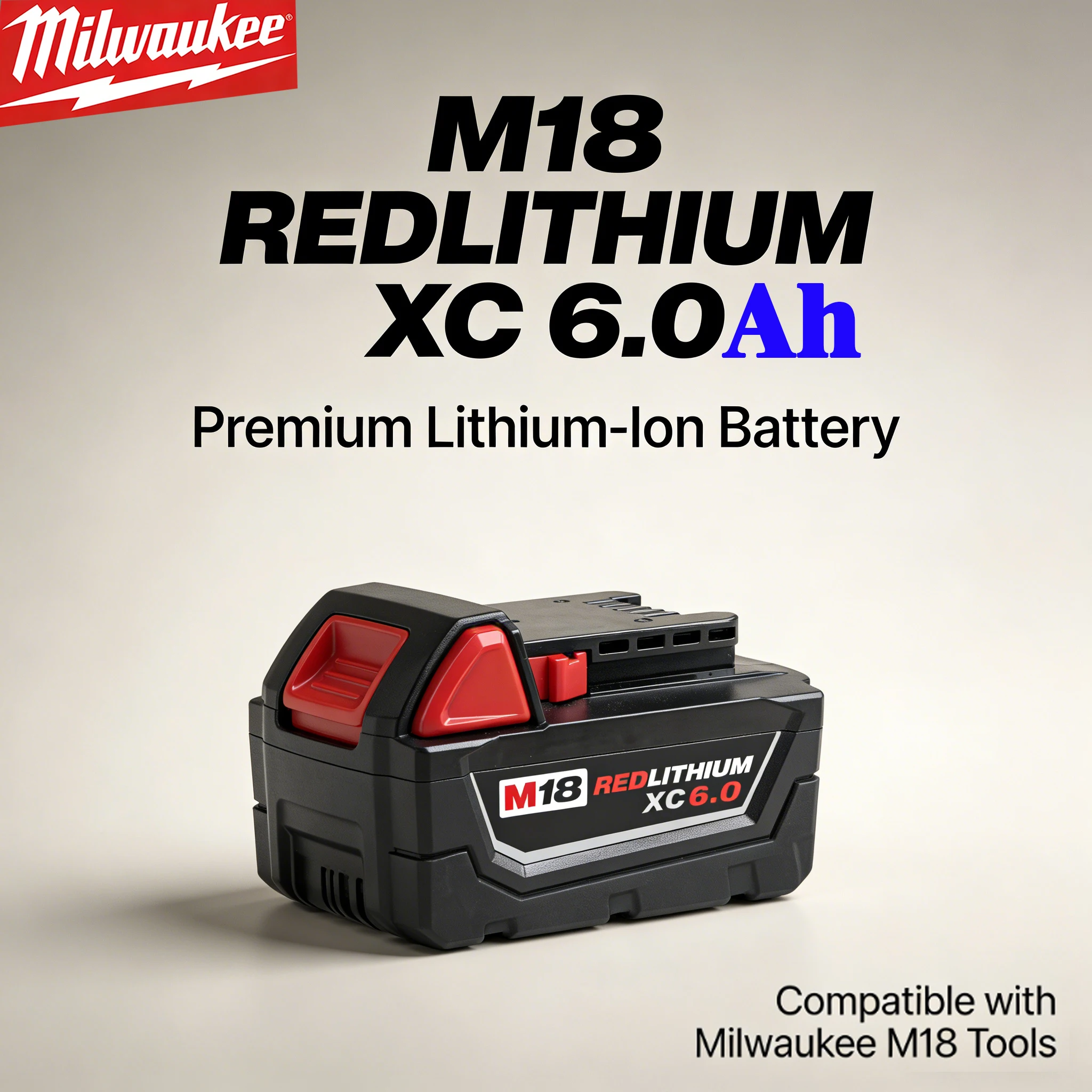 

Аккумулятор Milwaukee Li-Ion 18V 6.0Ah для Milwaukee M28 48-11-2830 0730-20, совместимый с V28VC, V28SX, V28SG, V28PD
