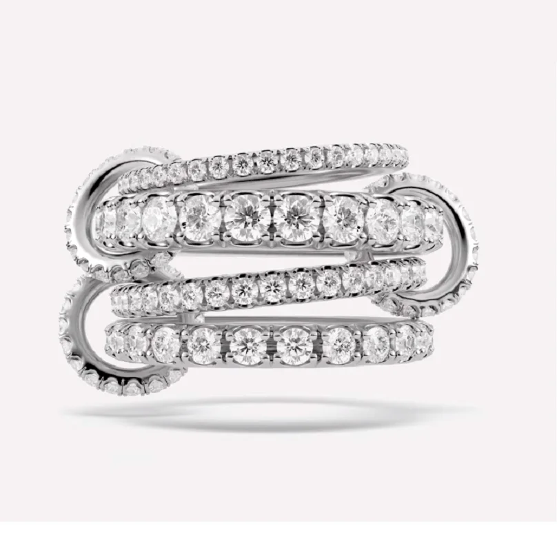 2026 Sparkle Bling Stackable Multi-Link Cubic Zirconia Rings Set Engagement wedding for Women Fashion Finger Jewelry