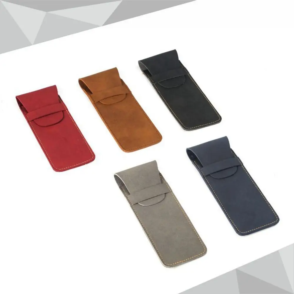 Pencil Case PU Leather Leather Pen Bag Holder Flip Cover Pen Protective Bag Soft Vintage Pen Storage Pouch Scrapbook Crafts
