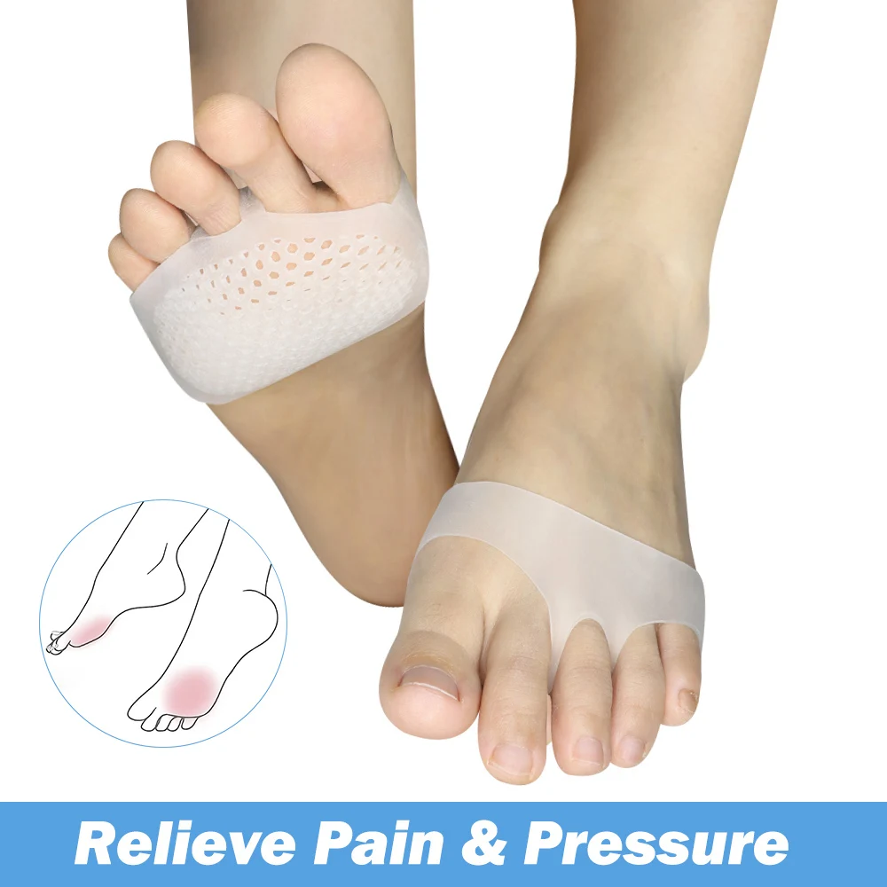 Pexmen 2/4/10Pcs Gel Metatarsal Pads Ball of Foot Cushions for Women and Men Soft Forefoot Pads Pain Relief Foot protectors