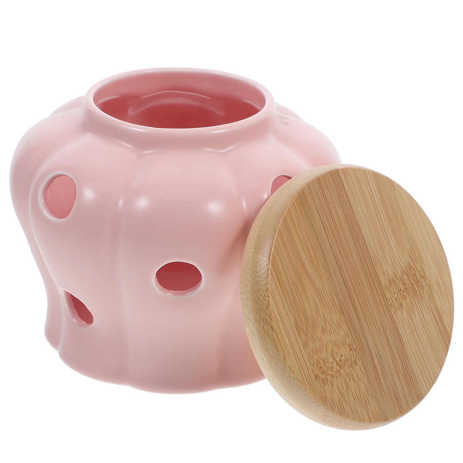 

Ventilated Ceramic Storage Jar for Garlic and Ginger Lidded Kitchen Container Countertop Organization Freshness Preserving Home
