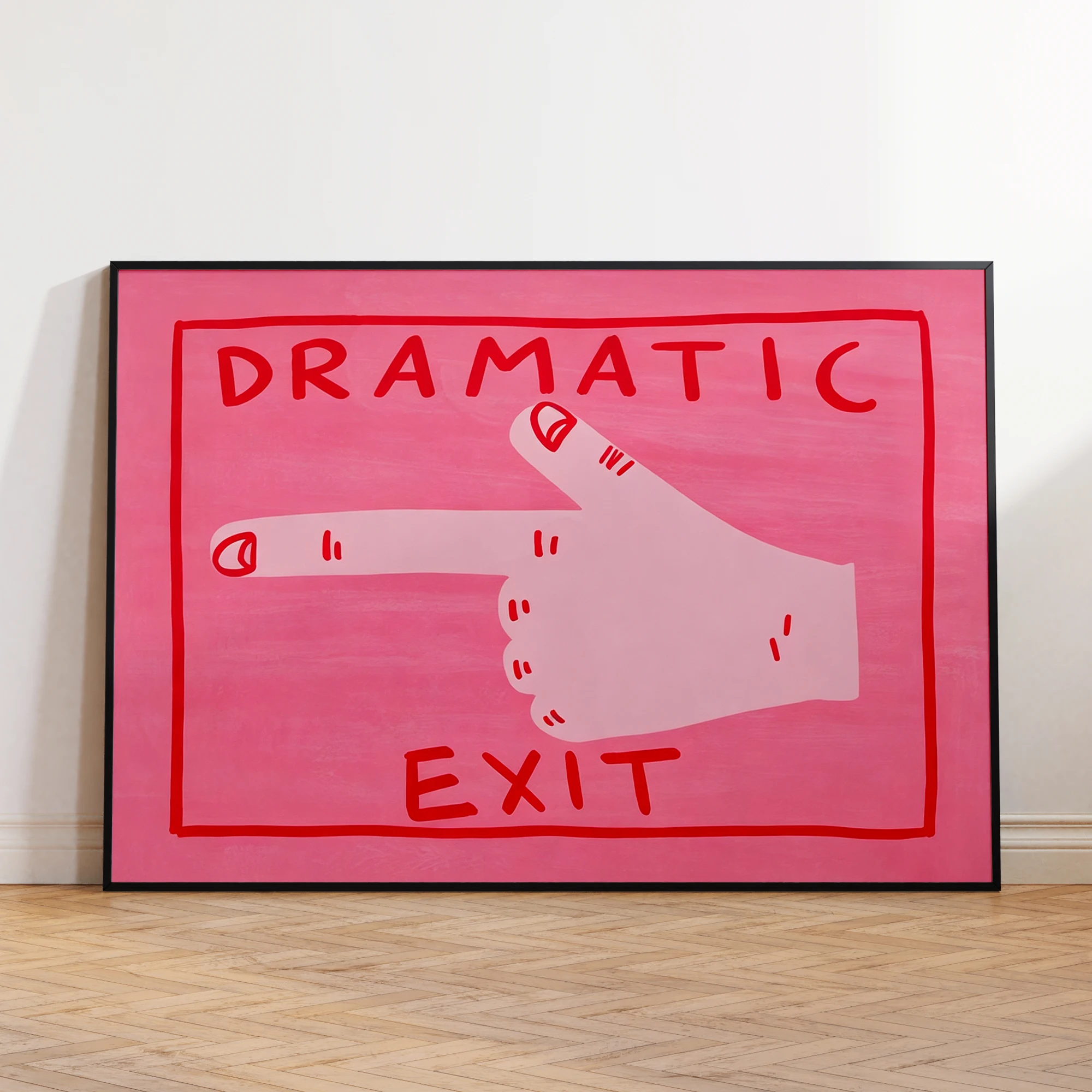 Modern Pink Hand Gesture Funny Dramatic Exit Wall Art Print Canvas Painting Poster Picture For Bedroom,Living Room Home Decor