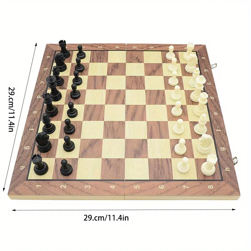 Schach Magnetisches faltbares Schachspiel aus massivem Holz Schachbrett Kinder Geschenk Familienstrategie Schachspiele – Detail 5