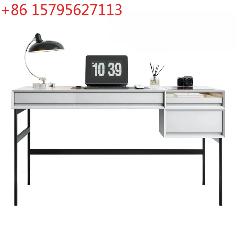 

Italian minimalist all solid wood desk small apartment modern simple writing desk retro