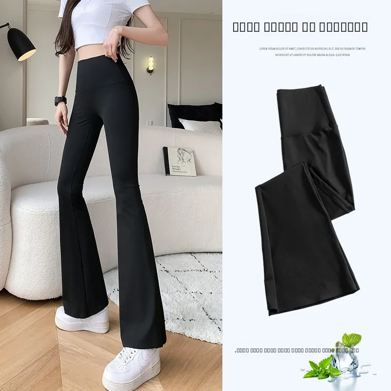 

High Waist Bell Bot Casual Pants Women's New Summer Elastic Slim Fit Yoga Pants Long Floor Length Sports Yoga Wear