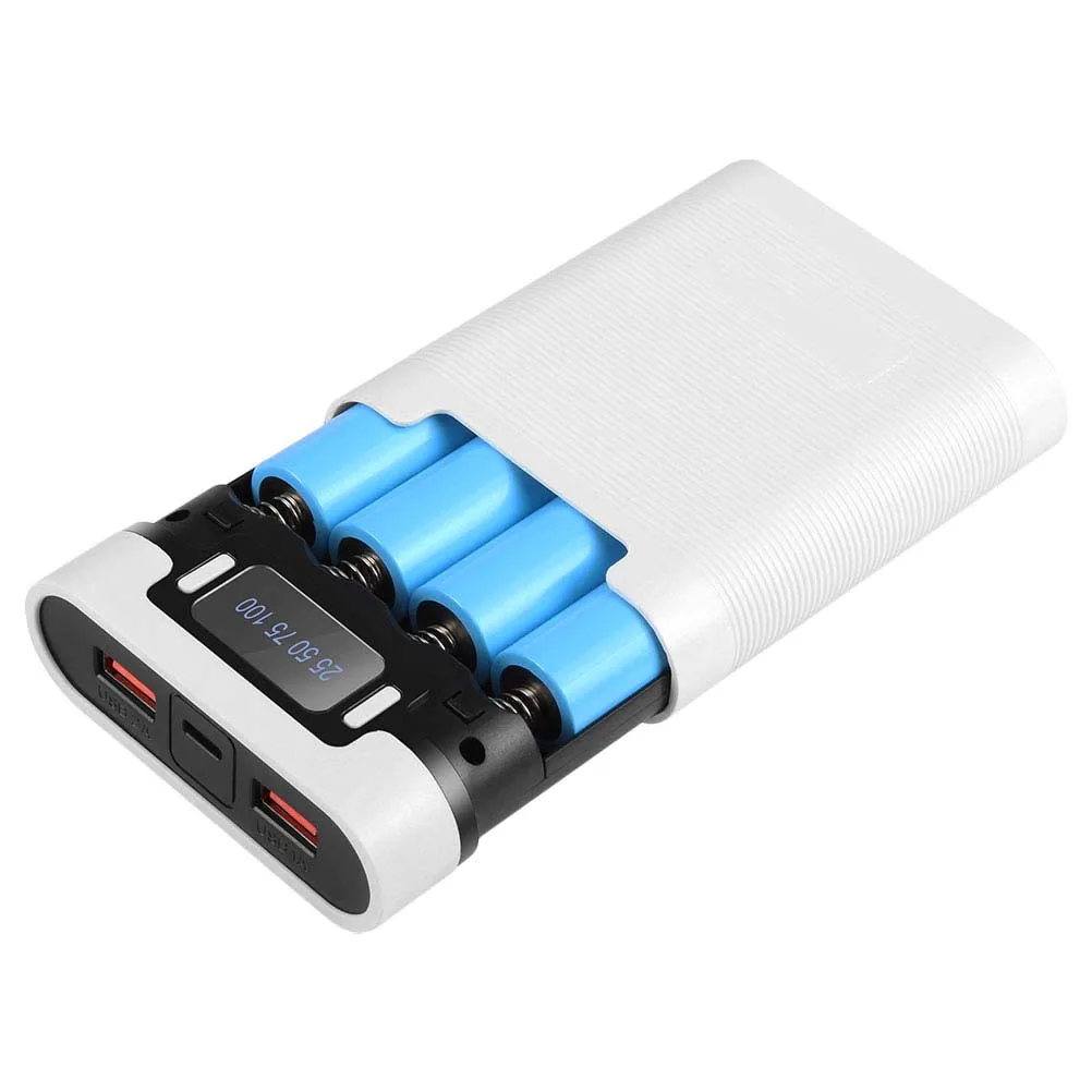 

Dual USB Box 4 Cells Fast Charging Portable White DIY Module Power Bank Case 18650 Phone Accessory Bank