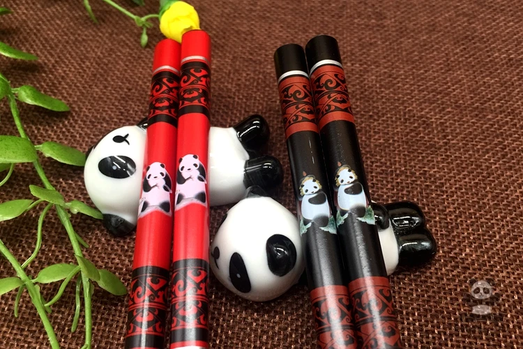 Chinese Panda Chopsticks Japanese Korean Sushi Solid Wood Chopsticks Wedding Gift Chop Sticks Hashi Two Pairs Chopsticks Set