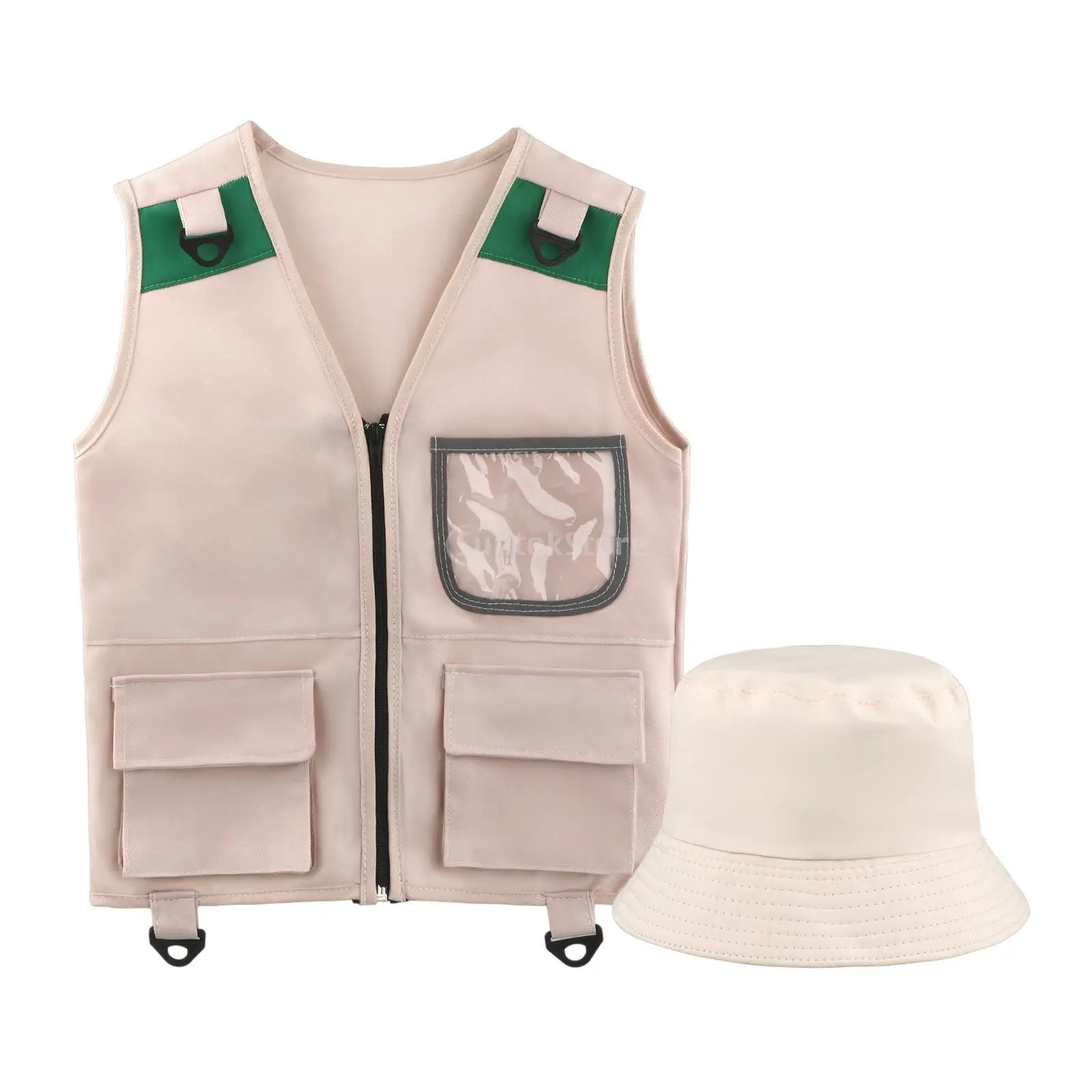 Explorer Kits Cargo Vest and Hat Set Kids Explorer Costume for Outdoor Adventures Boys Girls Halloween Birthday Gift Camping