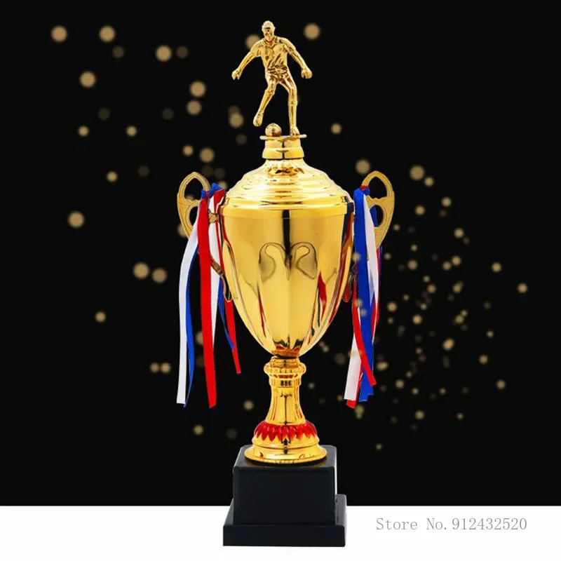 Customizable Trophies Champions, Commercial Covered Metal Trophy, Football Medal, Annual Meeting Souvenir Cup, Plastic base, 1Pc