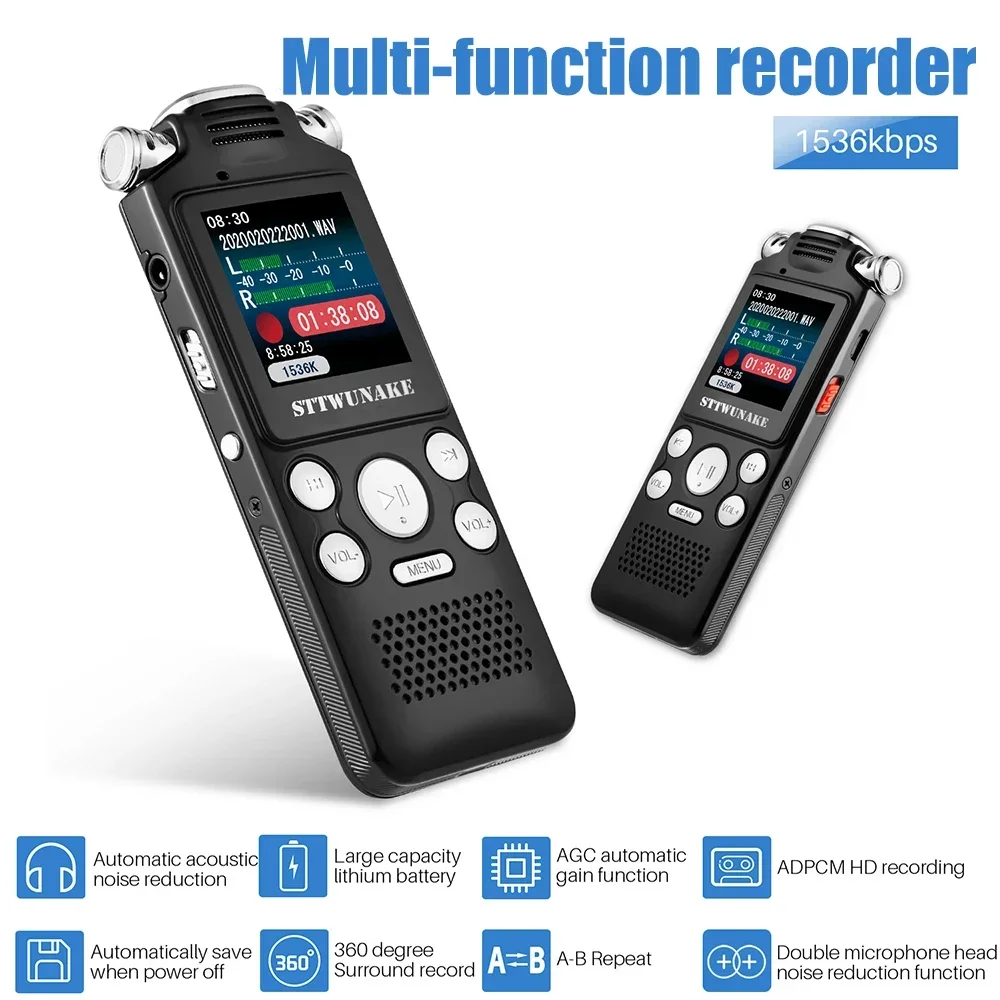 Auto Noise Reduction Real Time Loop Recording Calendar/Alarm 8GB/16GB/32GB Digital Audio Recorder LED Digital Display MP3 Player