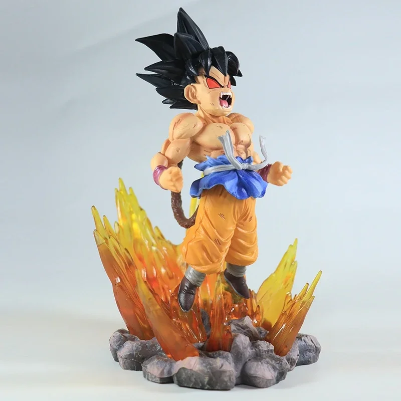 BANDAI 19cm Dragon Ball SHK Kai Ape Series NO.2 Glow Black Hair Super Four Goku Figure PVC Explosive Goku Anime Model Ornament