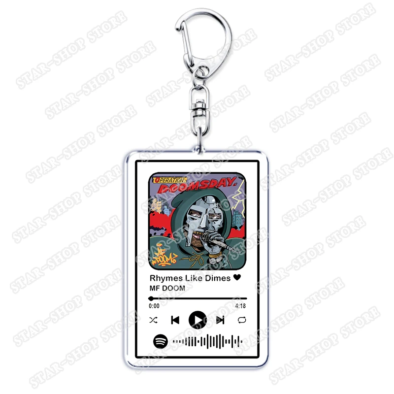 Hot Singer MF DOOM Keychains for Women Accessories Bag Rapp Snitch Knishes Music Song Code Keying Jewelry Fans Friends Gifts