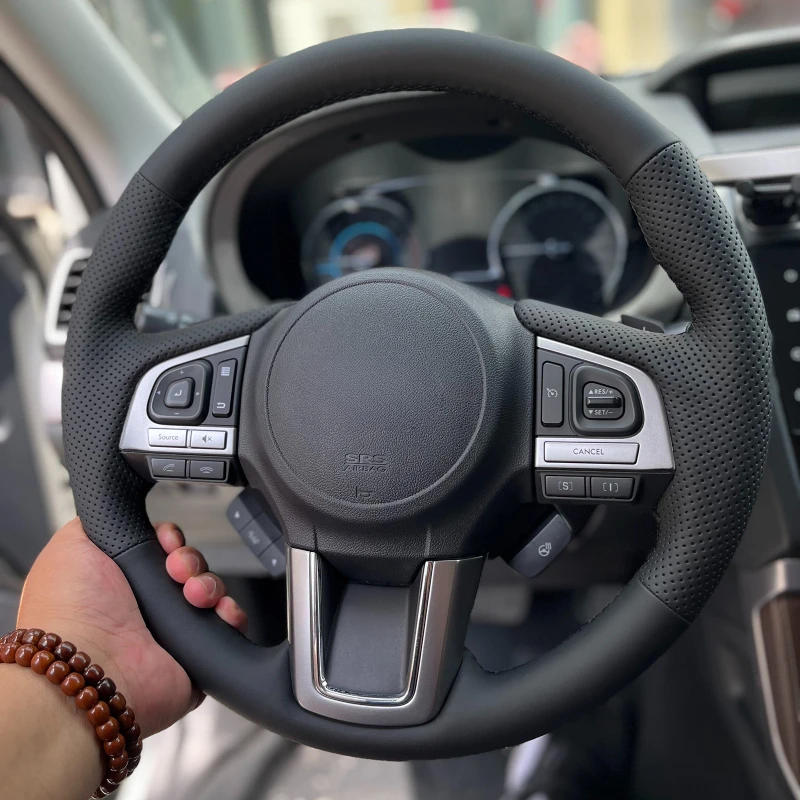 

DIY Hand-Stitched Non-slip Leather Steering Wheel Cover for Subaru Outback Forester XV Legacy BRZ Crosstrek WRX Car Accessories